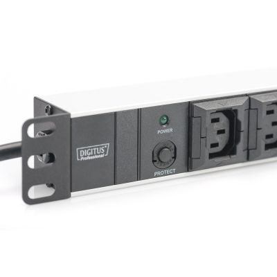 4. Digitus PDU 19" Rackmount Power Strip, 10x C13 sockets, 2.0m, 1x C14 plug, 10A, overload protection, aluminum profile