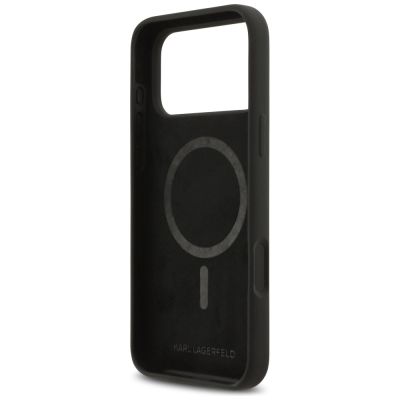 7. Karl Lagerfeld Silicone Karl Sketch & Logo MagSafe Case for iPhone 17 Pro Max - Black