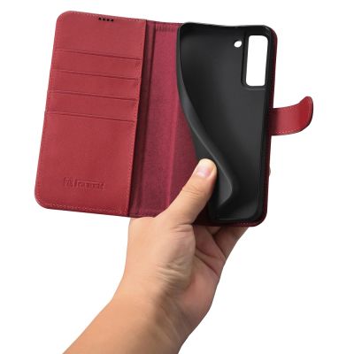 10. iCarer Haitang Leather Wallet Case Leather Case for Samsung Galaxy S22 + (S22 Plus) Wallet Housing Cover Red (AKSM05RD)