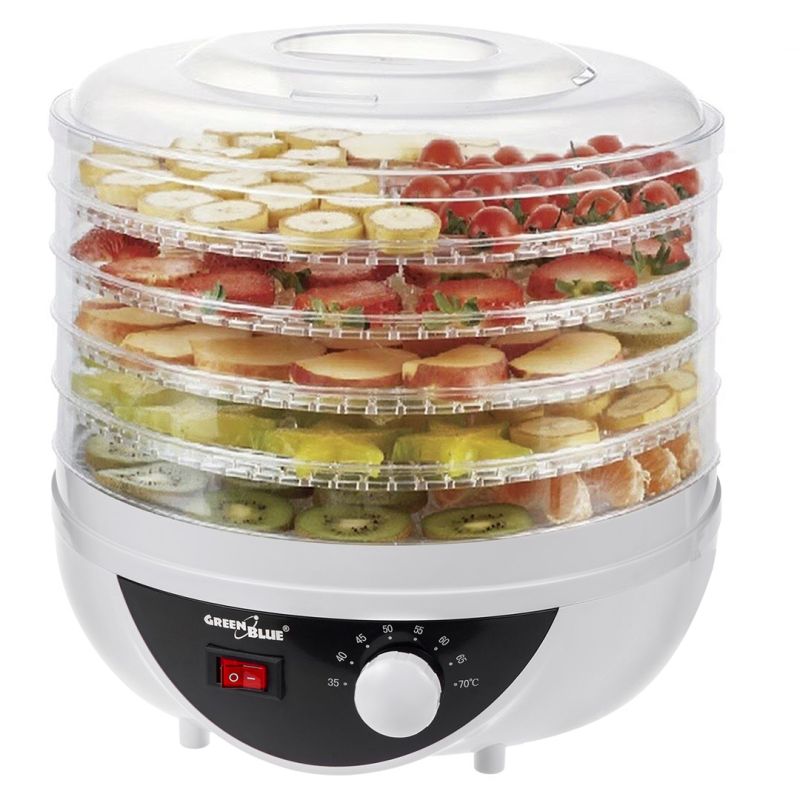 7. GREENBLUE MUSHROOMS, VEGETABLES AND FRUIT DEHYDRATOR, 5 SITCHES GB195