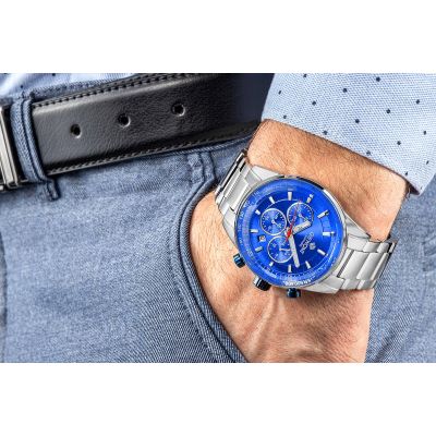 4. Men's Watch Giewont Chronograph Sapphire Silver Blue GW9140-B3