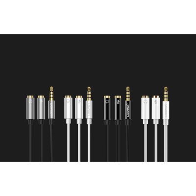 9. Ugreen cable cable headphone splitter 3.5 mm mini jack AUX microphone 20cm (microphone + stereo output) silver (30619)