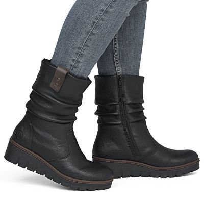 6. Women's insulated wedge ankle boots black Rieker X9155-00