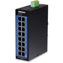TRENDnet TI-G160I - switch - managed - 16 x 10/100/1000 - DIN rail mounting possible - DC