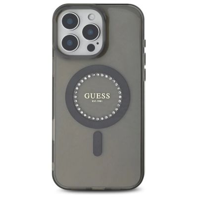3. Guess IML Rhinestones MagSafe Case for iPhone 16 Pro Max - Black