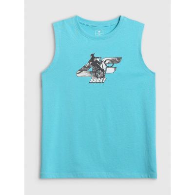 5. Boy's regular sleeveless T-shirt with print 4F 4FJRSS26TSLEM354-047S