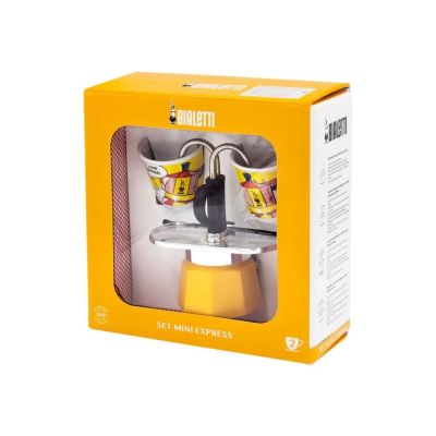 2. Bialetti Mini Express Lichtenstein coffee machine set + 2 espresso cups