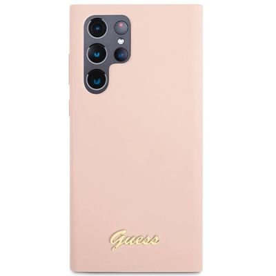 3. Guess GUHCS23LLSLMGPP S23 Ultra S918 pink/pink hardcase Silicone Script Metal Logo