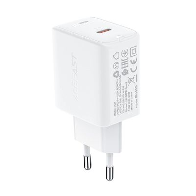 2. Acefast charger GaN USB Type C 30W, PD, QC 3.0, AFC, FCP white (A21 white)