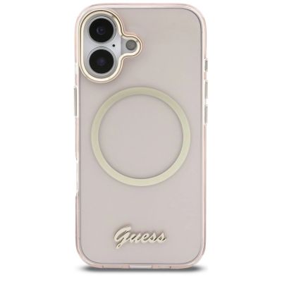3. Guess IML Script Metal MagSafe Case for iPhone 17 - Pink