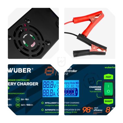 4. Microprocessor car battery charger 10A 6-150 Ah 2-24 V W14018 WUBER