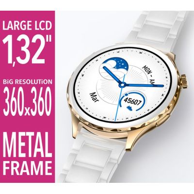 6. Rubicon RNCF02-2 Women's Smartwatch Gold + Pink Strap