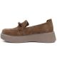 3. Women's leather platform moccasins with beads, camel, Vinceza 79649