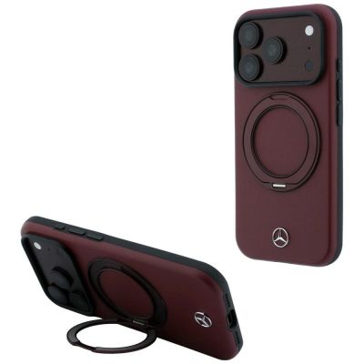Mercedes Leather with Ring Stand MagSafe Case for iPhone 18 Pro Max / 17 Pro Max – Burgundy