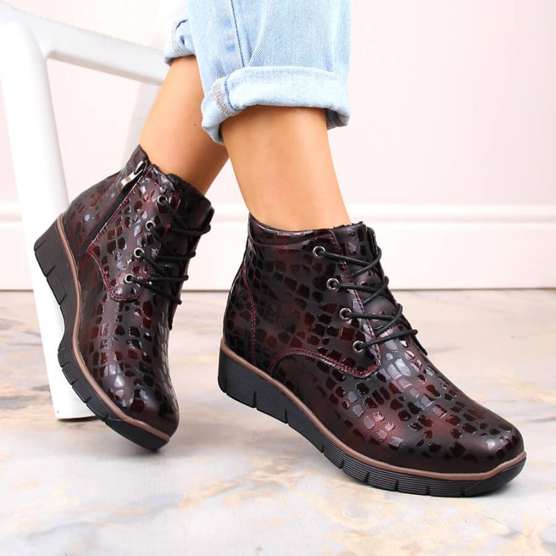 2. Insulated leather wedge ankle boots Filippo W PAW376B burgundy