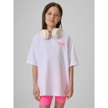Girls' loose T-shirt with print 4F 4FJRSS26TTSHF3910-10S