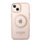 3. Guess GUHMP14SHTCMP iPhone 14 6.1" pink/pink hard case Gold Outline Translucent MagSafe