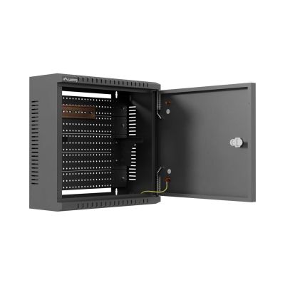 8. LANBERG TPR 10" Installation Cabinet with Mesh Panel 340×340×140, Black (Assembled)