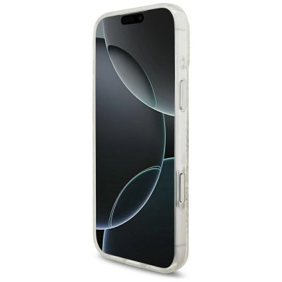5. Guess IML Flowers Allover Electroplated with Pearl Strap MagSafe Case for iPhone 18 Pro Max / 17 Pro Max - White