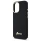 6. Guess Silicone Script Metal Logo & Frame Case for iPhone 16 - Black