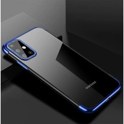 4. Clear Color Case Gel TPU Electroplating frame Cover for Samsung Galaxy A72 4G blue