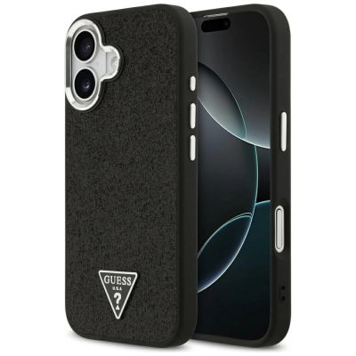 Guess Glitter Triangle Logo MagSafe Case for iPhone 17 - Black