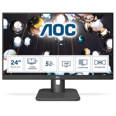 AOC 24E1Q Monitor (23.8"; IPS/PLS; FullHD 1920x1080; DisplayPort, HDMI, VGA; dark gray)