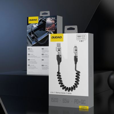 2. Dudao L20 Pro 4-in-1 USB-A / USB-C - Lightning / USB-C Cable - Black