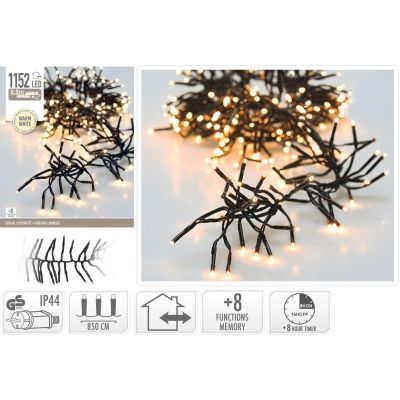 12. CHRISTMAS TREE LIGHTS LIGHT CHAIN 1152 LED TIMER WARM WHITE