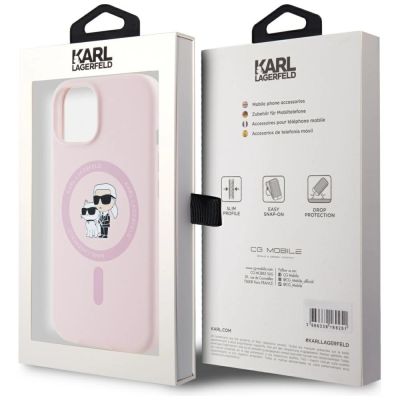 8. Karl Lagerfeld Silicone Karl&Choupette MagSafe iPhone 15 Plus Case - Pink