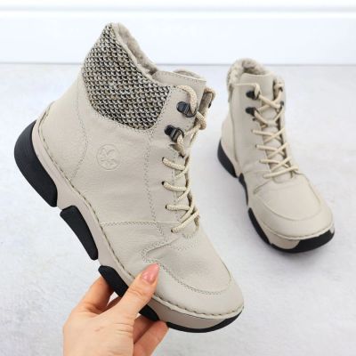9. Comfortable Beige Women’s Ankle Boots Rieker 45955-60