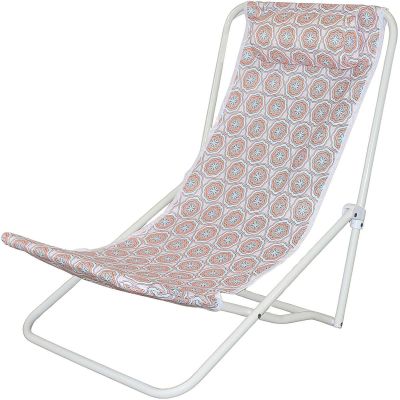3. FOLDABLE BEACH CHAIR WITH HEADREST, BLUE AND ORANGE