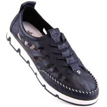 Leather openwork shoes Rieker W RKR652, navy blue