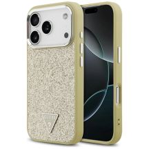 Guess Glitter Triangle Logo MagSafe Case for iPhone 17 Pro - Gold