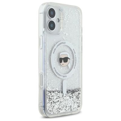 4. Karl Lagerfeld Liquid Glitter Karl Head Magsafe Case for iPhone 16 Plus - Clear