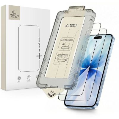 9. Tech-Protect Quick Set+ 2-pack tempered glass for iPhone 17 - black