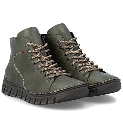 10. Women's ankle boots, green, insulated, Rieker 57501-54