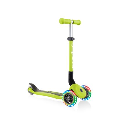 2. Globber Foldable 3-Wheel Scooter Lights Lime Green Jr 437-106