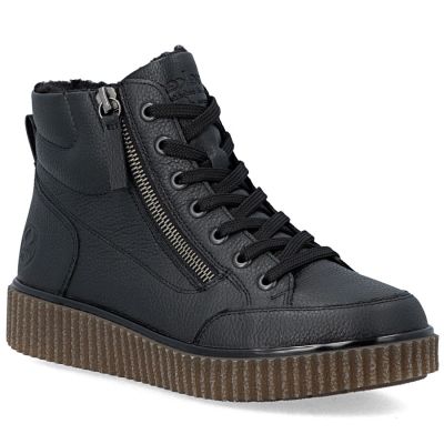 Comfortable black women’s wedge ankle boots Rieker Y4312-00