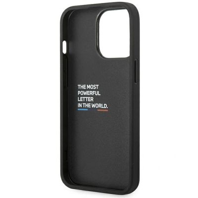 7. BMW Leather Stamp Tricolor Case for iPhone 14 Pro - Black