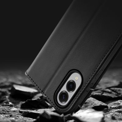 13. Dux Ducis Hivo Samsung Galaxy S25 Edge Case with Flip and RFID Protection - Black