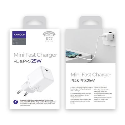 5. Joyroom fast wall charger USB Type C 25W 3A EU plug white (L-P251)
