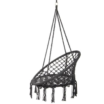 16. OPENWORK HAMMOCK HANGING CHAIR STORK'S NEST 80x60CM DARK GREY