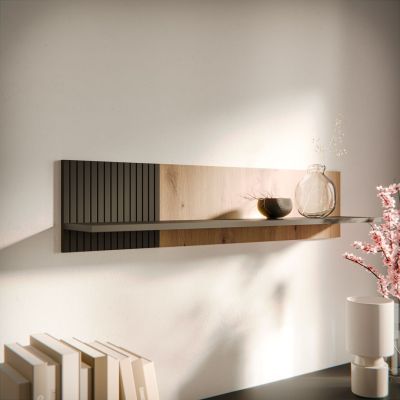 2. MERCI shelf 110x20x25 black/artisan oak