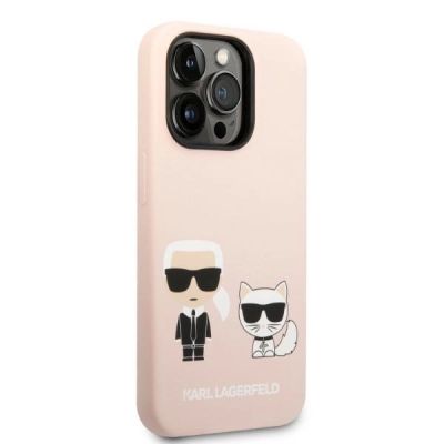4. Karl Lagerfeld KLHMP14LSSKCI iPhone 14 Pro 6.1 "hardcase light pink / light pink Silicone Karl & Choupette Magsafe