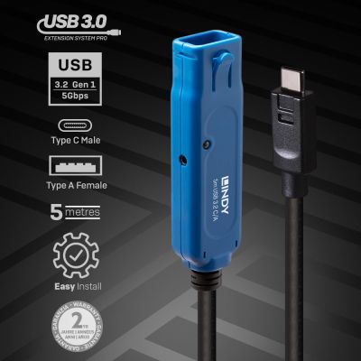3. Lindy 43380 USB Cable USB 3.2 Gen 1 (3.1 Gen 1) 5m USB C USB A Black