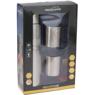 20. 1000ML TRAVEL THERMOS WITH 2 CUPS SILVER