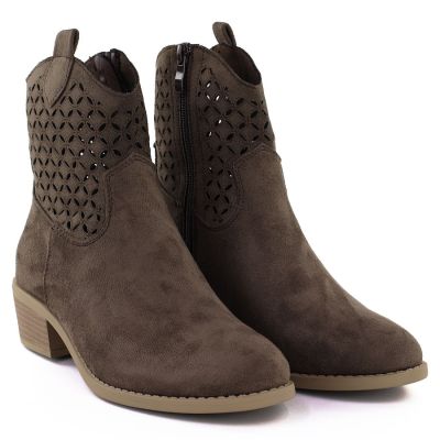 3. Women's openwork brown cowboy boots Jezzi RMR2353-16