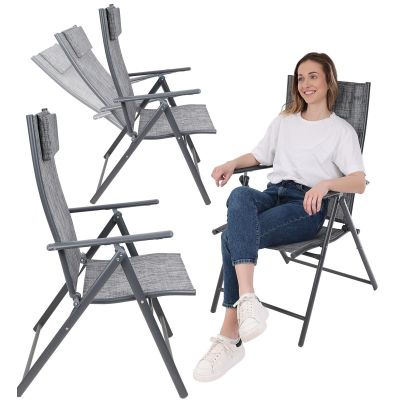13. GARDEN CHAIR 57x68x106CM 2xTEXTLINE 7-POSITION WITH HEADREST SET OF 2 PCS