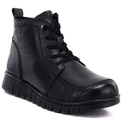 Women's comfortable leather ankle boots, black, Cambell RI15302